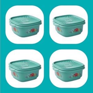 The Pioneer Woman Breezy Blossoms 4 teal storage Containers with lids - BPA Free
